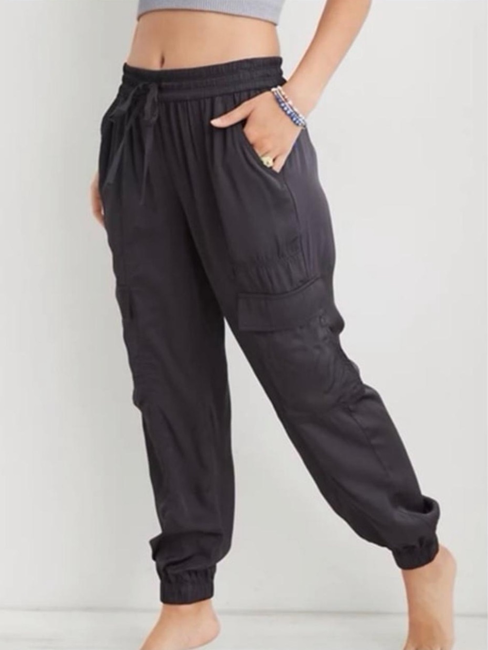 Aerie Satin Cargo Jogger